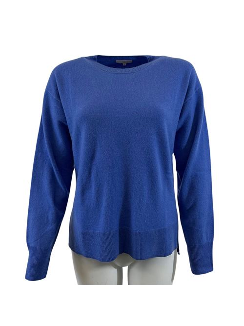 WOMEN'S CREW NECK SWEATER WITH SIDE SLITS ESSENTIEL STUDIO | LMD012AZZURRO